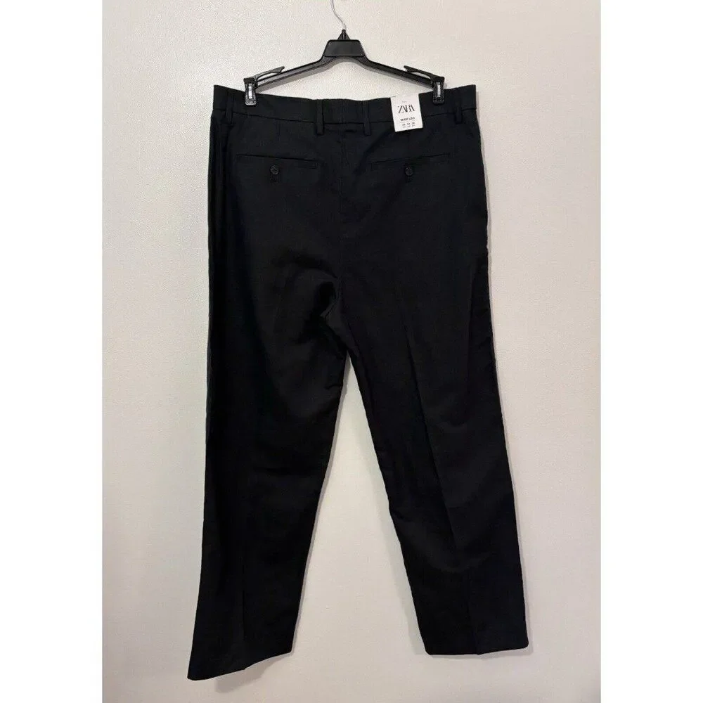 Men’s Zara Black Linen Blend Pants Size 36/30-PLEASE READ